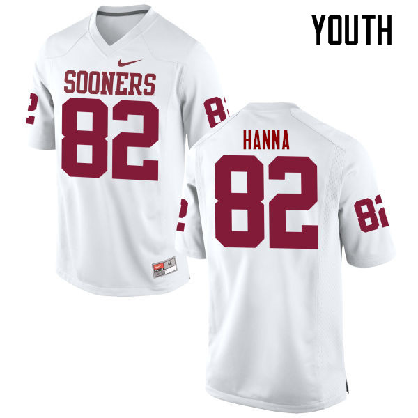 Youth Oklahoma Sooners #82 James Hanna College Football Jerseys Game-White
